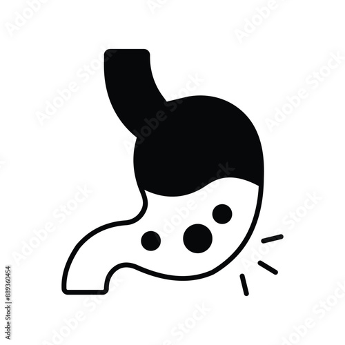 stomach glyph icon with white background vector stock illustration