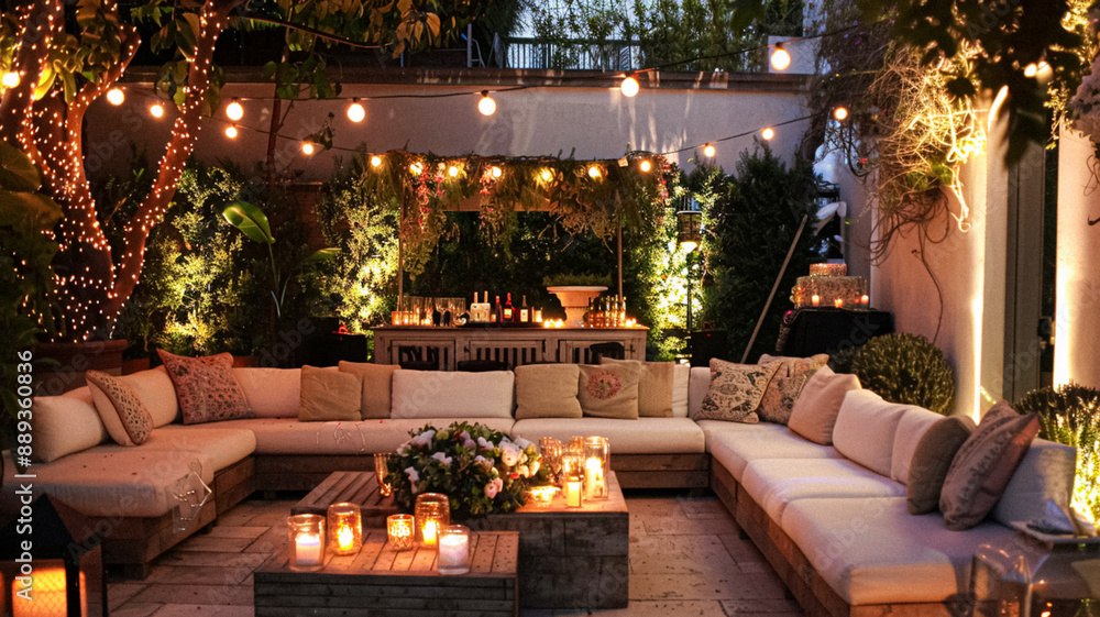 Φωτογραφία Summer party celebration in the garden, outdoor lounge and countryside house pat