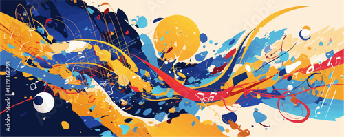 Artistic representation of abstract multimedia interaction, blending music, visuals, and interactive elements, creative and expressive , Vector flat minimalistic isolated illustratio
