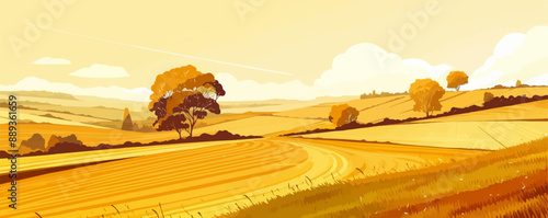 Sunlit Prairie Vector flat minimalistic isolated illustration