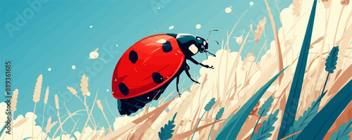 Red ladybug, Vector flat minimalistic isolated illustration