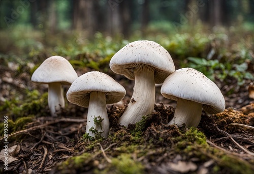 Cluster of White Mushrooms