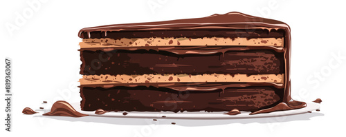 A decadent chocolate cake with layers of chocolate frosting, representing the indulgence of sweets, the celebration of special occasions Vector flat minimalistic isolated illustration.