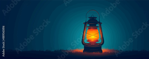 Antique lantern emitting soft light Vector flat minimalistic isolated illustration