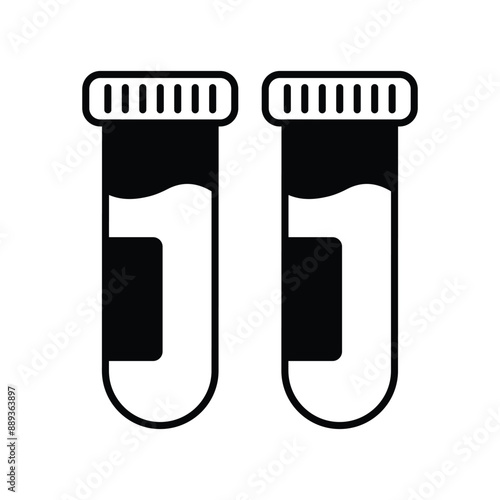 test tube glyph icon with white background vector stock illustration