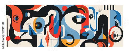 Surreal abstract geometric figures, Vector flat minimalistic isolated illustration