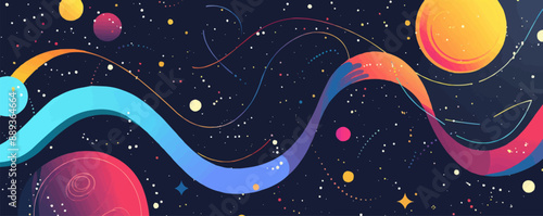 Abstract cosmic galaxy and universe elements, Vector flat minimalistic isolated illustration
