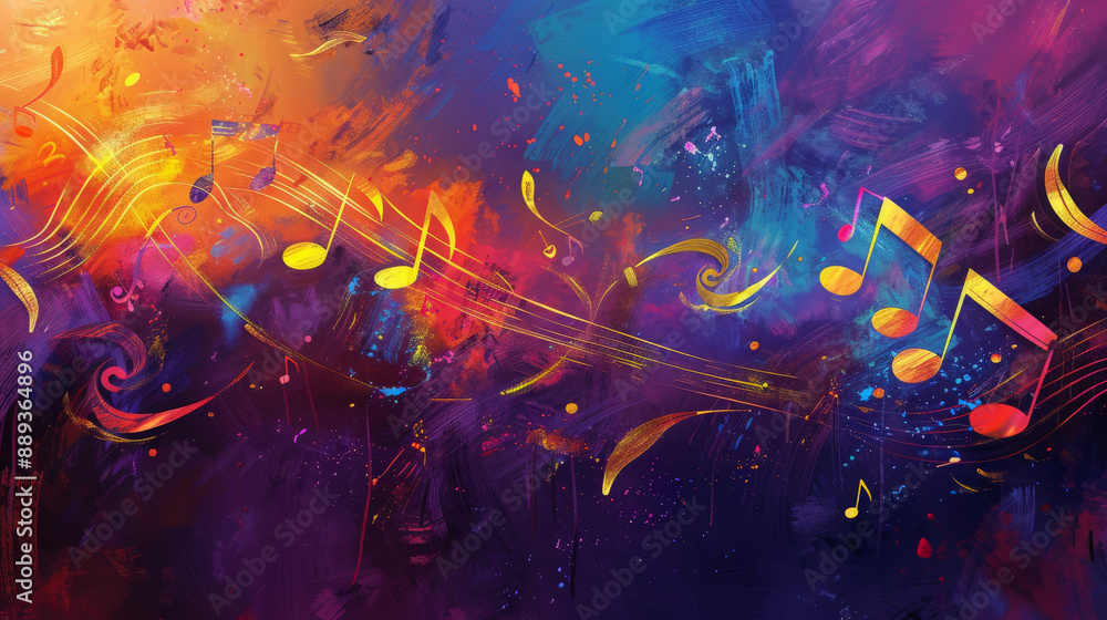 A vibrant, abstract design with bold colors and subtle musical notes, creating a visually striking and harmonious theme. A vibrant, abstract design with bold colors and subtle musical notes, creating a visually striking and harmonious theme.