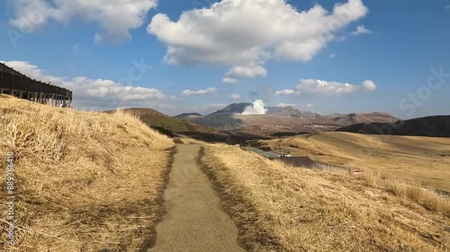 Landscape Kusasenri Observatory in Mount Aso is  Aso Volcano and in t his sense is the largest active volcano in Japan, and the largest in the world in Aso Kumamoto Japan - Travel North Kyushu       photo