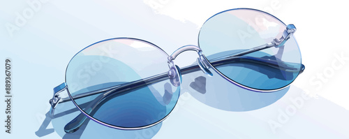 Rimless eyeglasses with clear lenses, Vector flat minimalistic isolated illustration