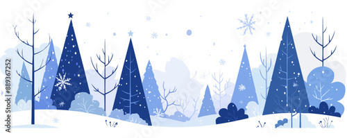 Snow-covered trees in a winter forest. Vector flat minimalistic isolated illustration.