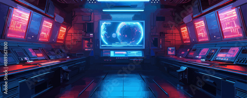 futuristic room in cyberpunk. vector simple illustration