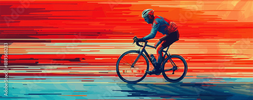 man riding bycicle dramatic cinematic shot action isolated illustration