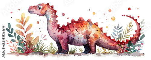 little dinosaur in watercolor style. Isolated vector illustration