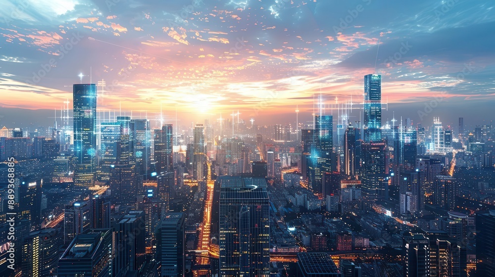 Advanced cityscape photography, augmented reality interface, hightech urban environment Advanced cityscape photography, augmented reality interface, hightech urban environment