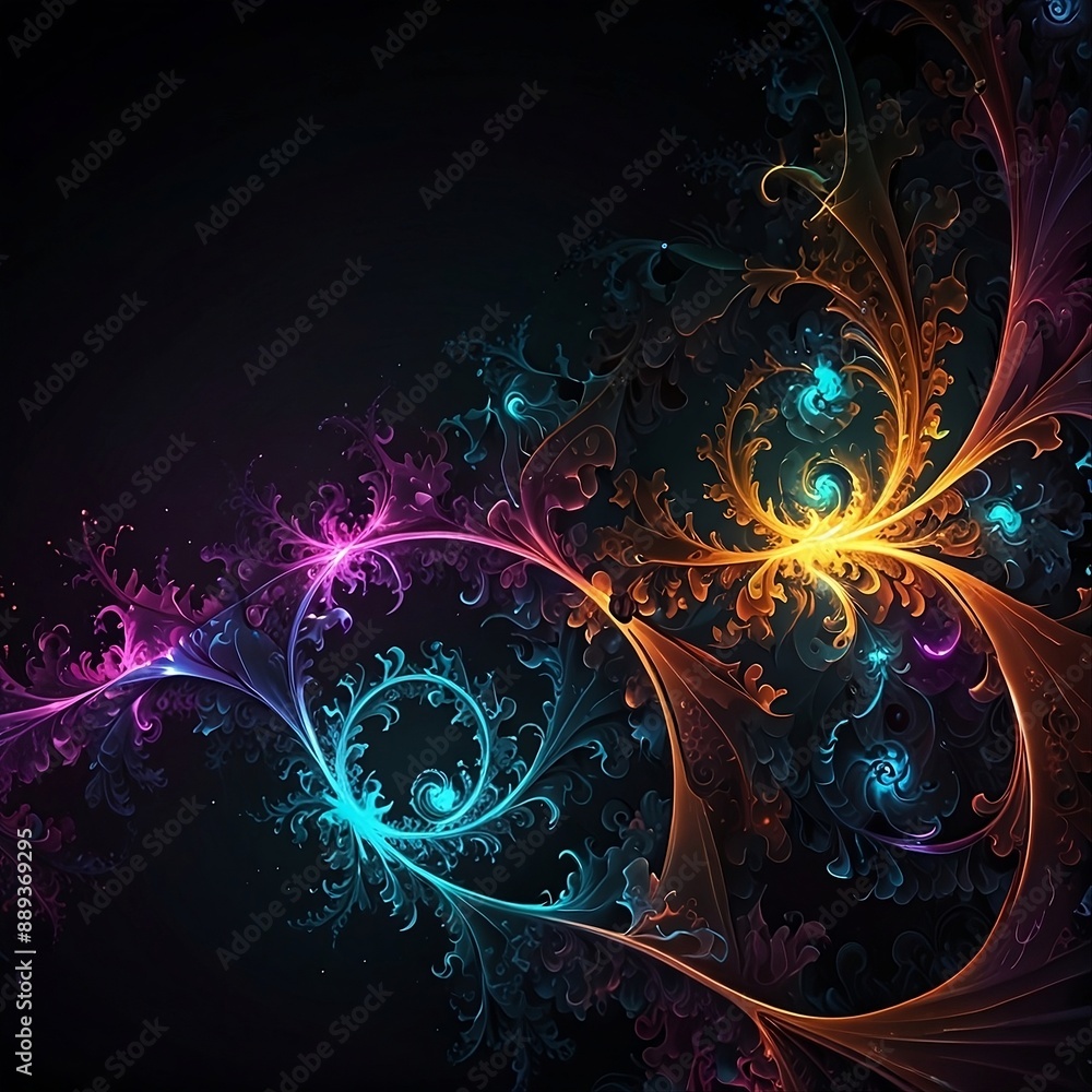 Abstract neon fractal wallpaper (background) with space Abstract neon fractal wallpaper (background) with space