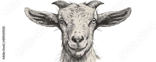 goat Engraving style. Simple pencil drawing. vector simple illustration