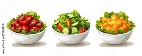 Salad in vegetable bowl. Fresh and healthy food.. vector simple illustration