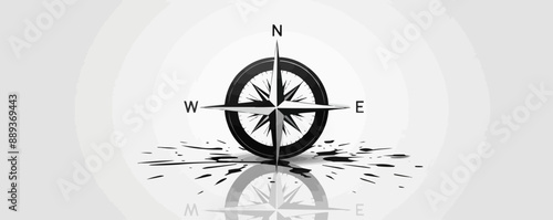 Compass | Minimalist and Simple Silhouette - Vector illustration