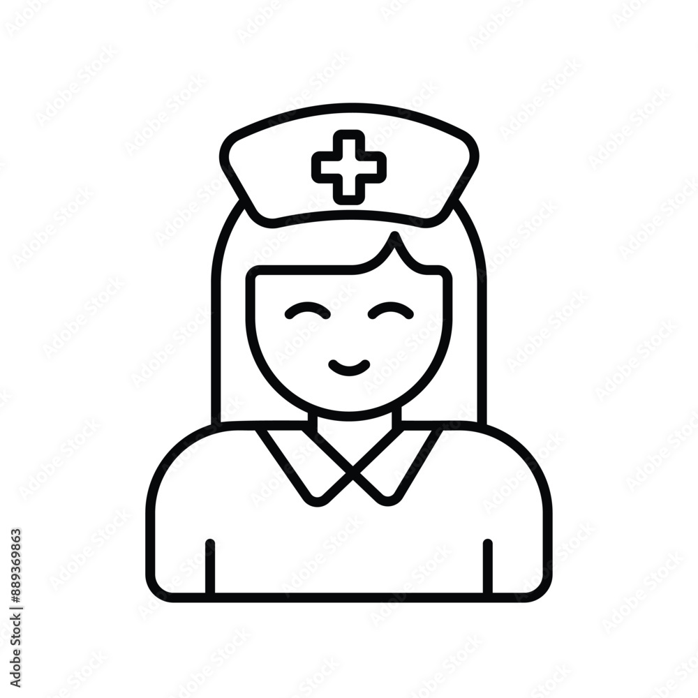 nurse line icon with white background vector stock illustration nurse line icon with white background vector stock illustration