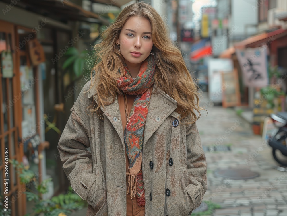 Confident Plus-Size Model in Stylish Tokyo Fashion: Embracing Diversity in Urban Setting Confident Plus-Size Model in Stylish Tokyo Fashion: Embracing Diversity in Urban Setting