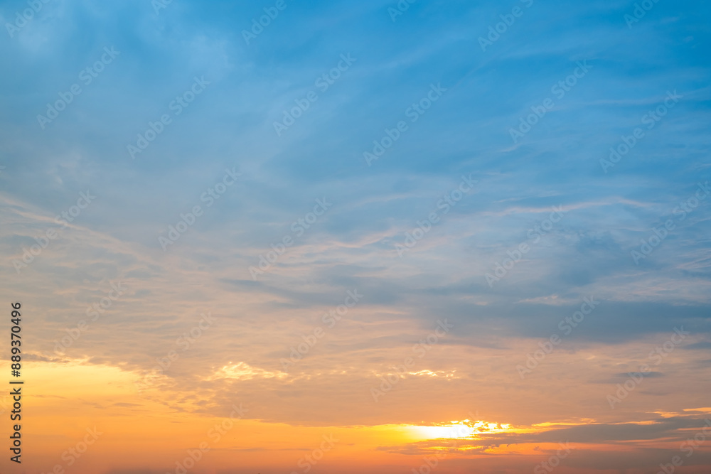 Beautiful , luxury soft gradient orange gold clouds and sunlight on the blue sky perfect for the background, take in everning,Twilight, Large size, high definition landscape photo Beautiful , luxury soft gradient orange gold clouds and sunlight on the blue sky perfect for the background, take in everning,Twilight, Large size, high definition landscape photo