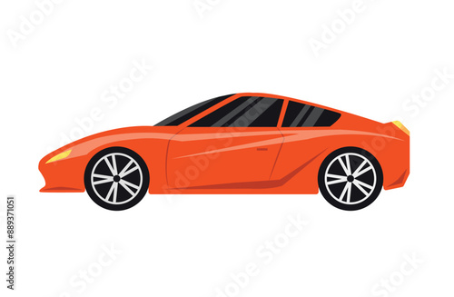 Red sports car profile isolated on white background. Vector stock