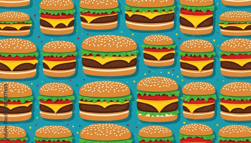 burger set of cartoon characters