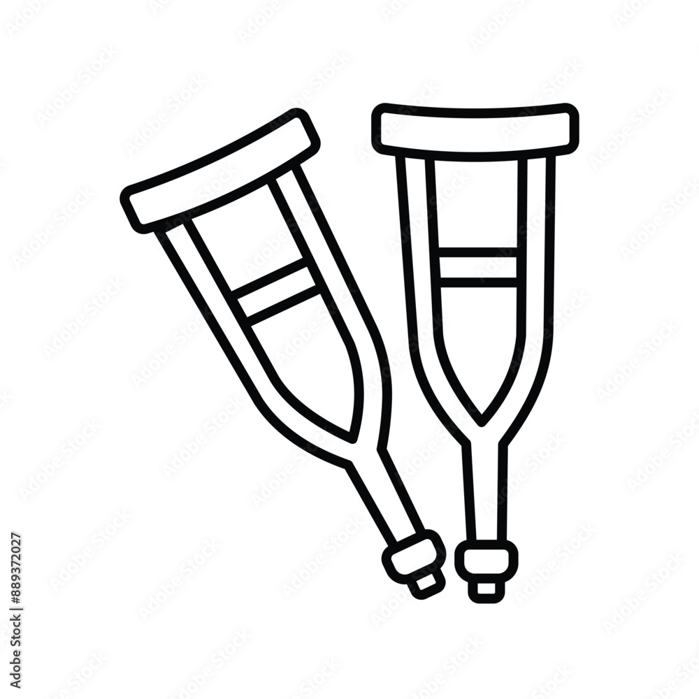 crutches line icon with white background vector stock illustration crutches line icon with white background vector stock illustration