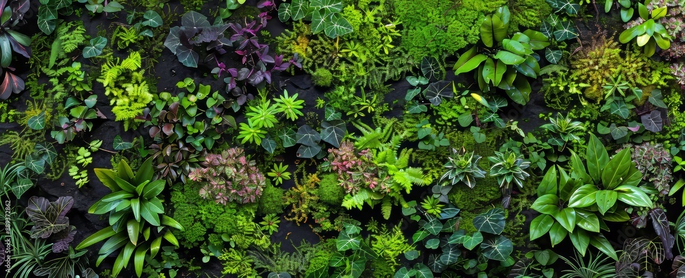 Green plant wall, herbs wall, natural green wallpaper. Forest nature background. Green plant wall, herbs wall, natural green wallpaper. Forest nature background.