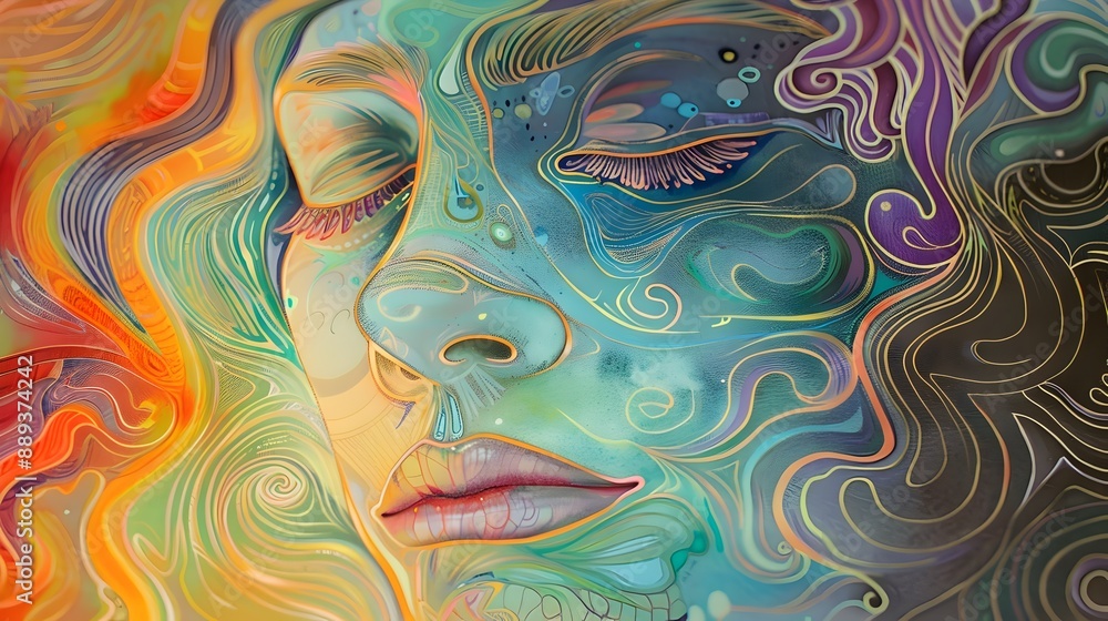 Fototapeta premium Surreal Swirls of Color:An Immersive Digital Art Experience