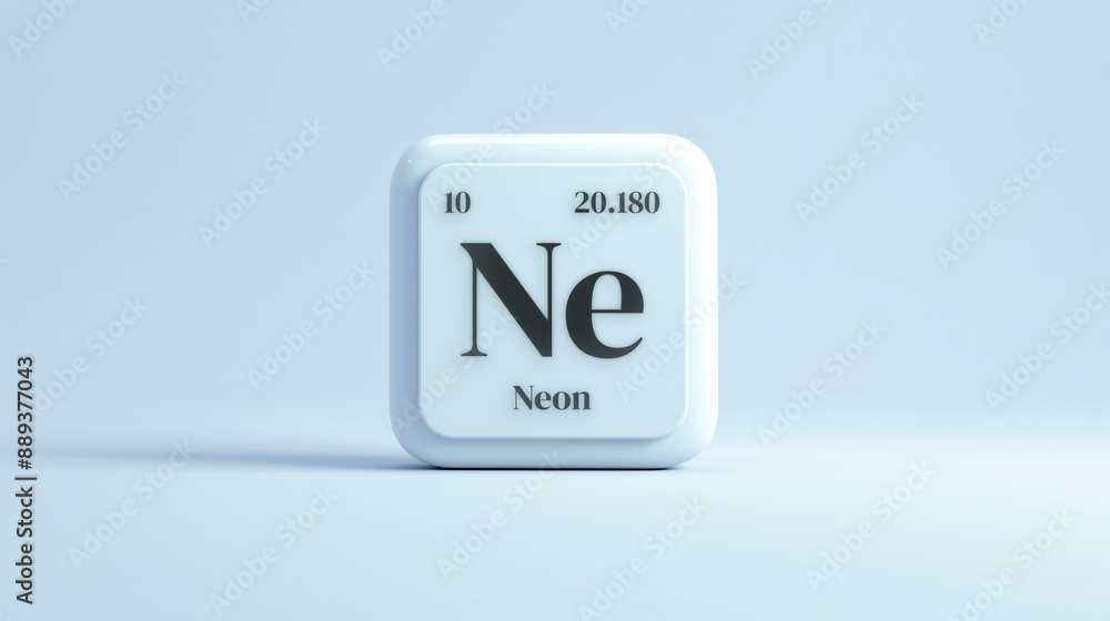 A simple icon of the chemical element Neon on a white background from the periodic table elements. A simple icon of the chemical element Neon on a white background from the periodic table elements.