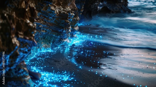 Wallpaper Mural Seashore With Sparkling Bioluminescent Plankton Torontodigital.ca