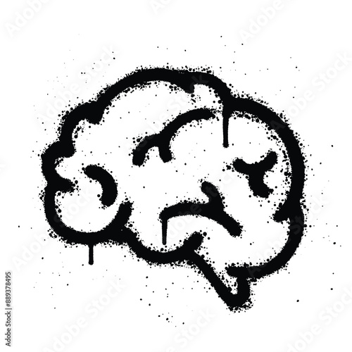 Graffiti spray Brain isolated on white background