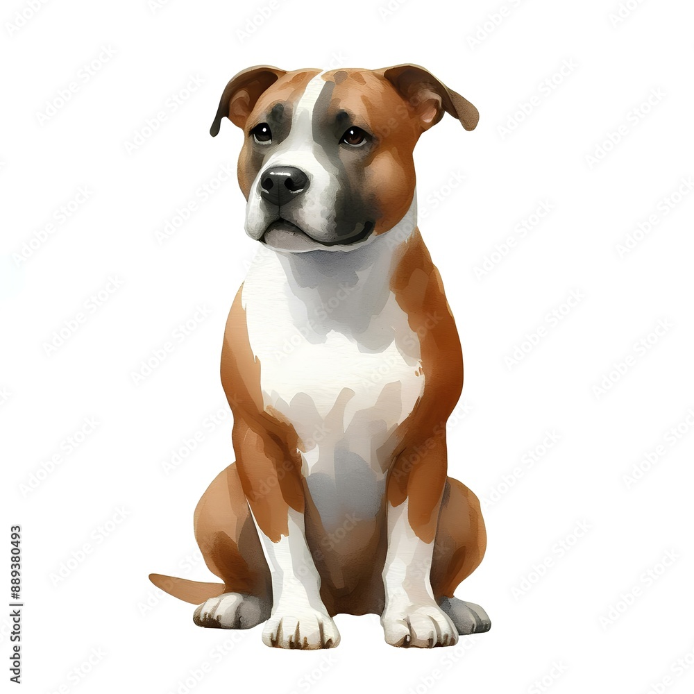 Watercolor picture of a dog australian shepherd on white background Watercolor picture of a dog australian shepherd on white background