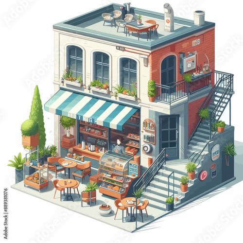 vector of restaurant with high detail in white background  