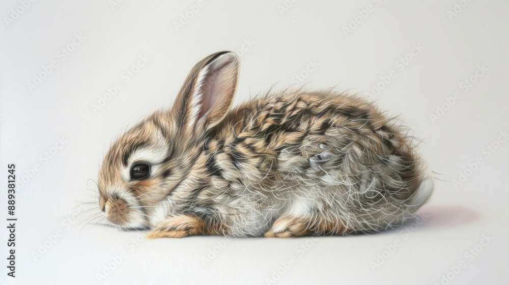 Obraz premium Infant bunny on white backdrop