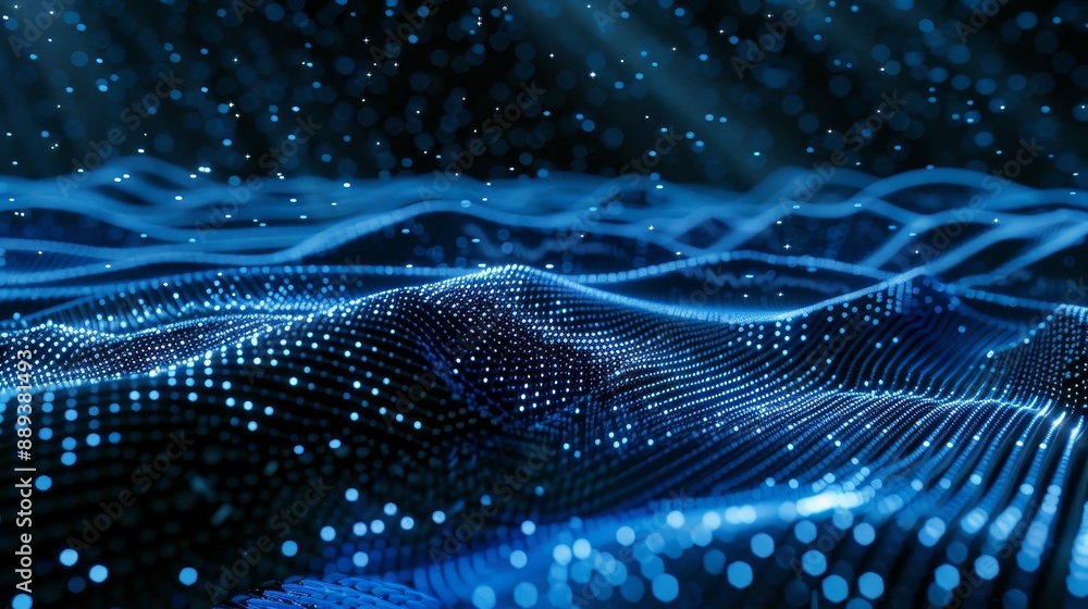 Blue, futuristic digital style concept of big data. 3D rendering. Blue, futuristic digital style concept of big data. 3D rendering.