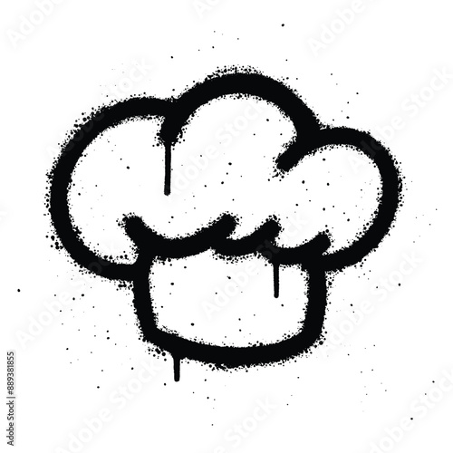 Graffiti spray Chef Hat isolated on white background