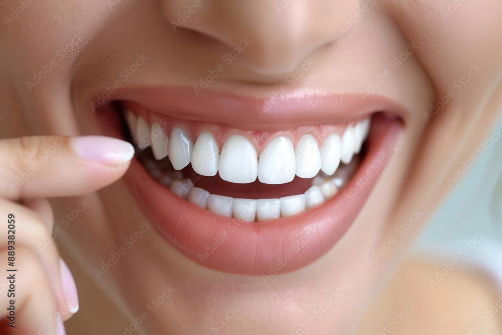 Closeup view of A Young Caucasian woman inserting a dental aligner Aligning her teeth for a flawless smile transformation Closeup view of A Young Caucasian woman inserting a dental aligner Aligning her teeth for a flawless smile transformation