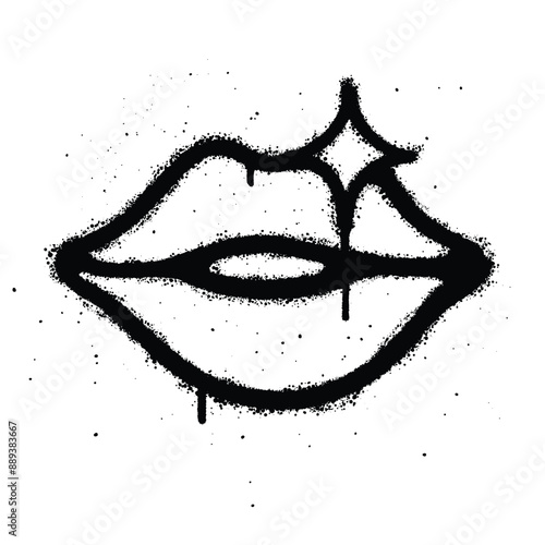 Graffiti spray Lips isolated on white background