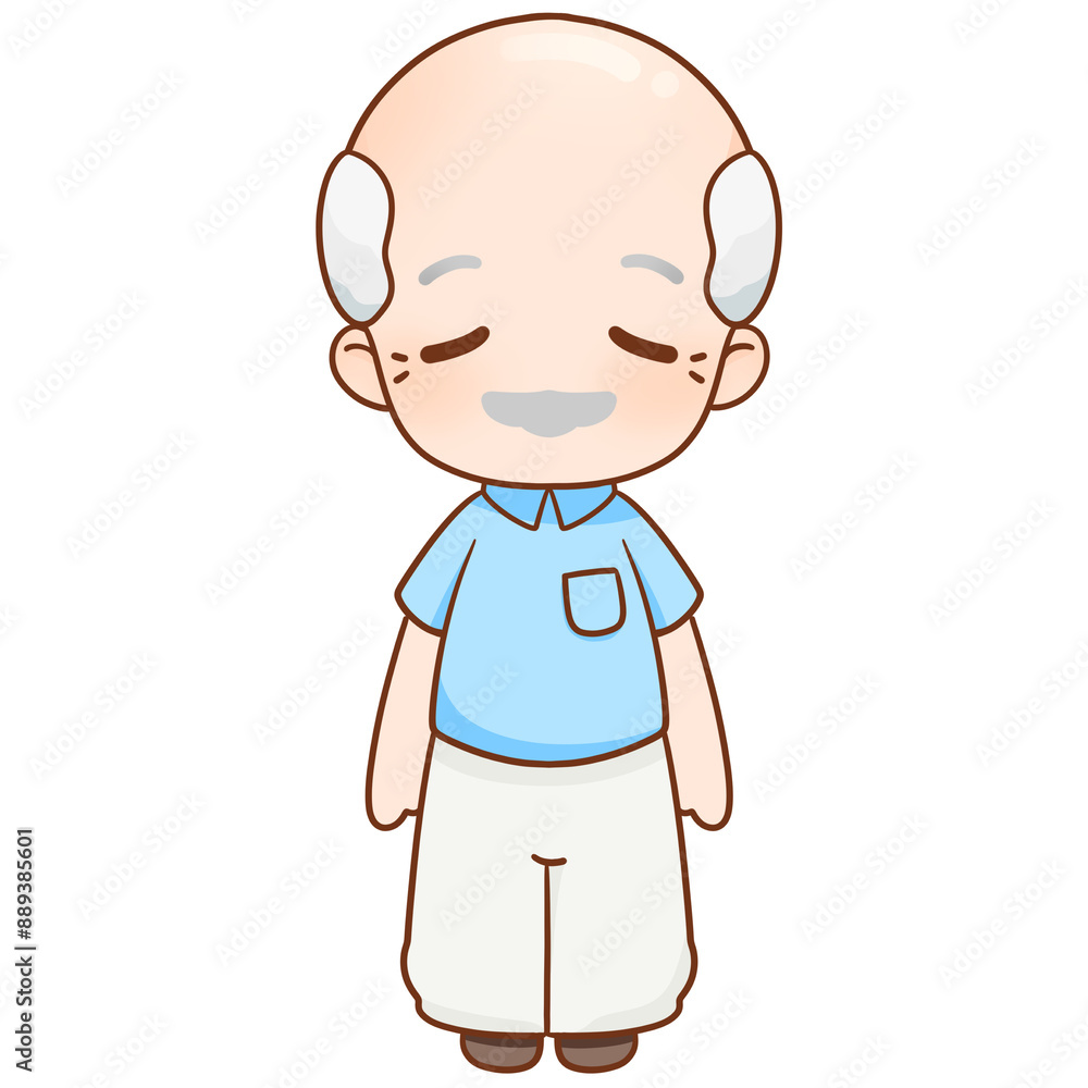 Full body Senior older man illustration hand drawn painting Full body Senior older man illustration hand drawn painting
