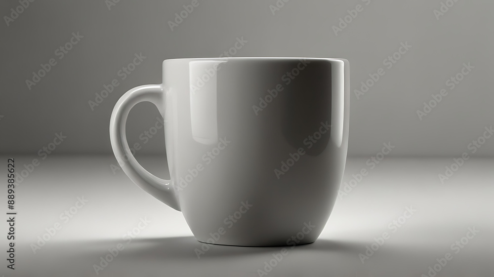 A white ceramic coffee mug on a plain white background, with a subtle shadow to add depth A white ceramic coffee mug on a plain white background, with a subtle shadow to add depth