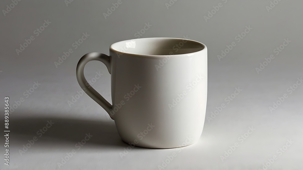 A white ceramic coffee mug on a plain white background, with a subtle shadow to add depth A white ceramic coffee mug on a plain white background, with a subtle shadow to add depth