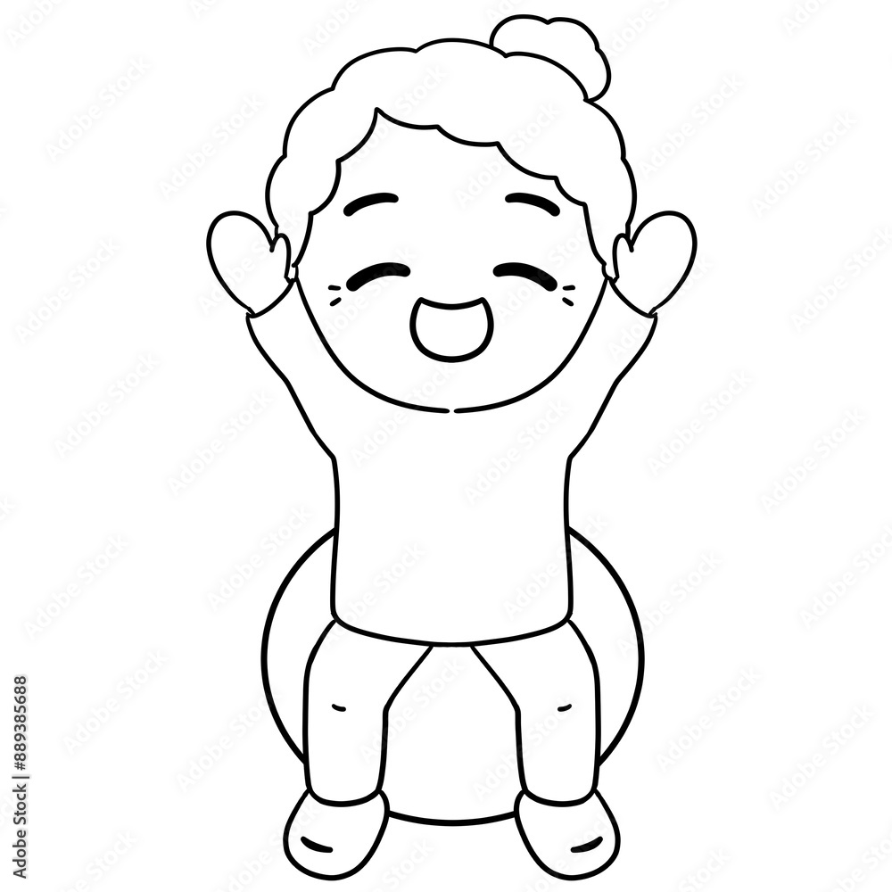 Senior older man doing workout line art illustration hand drawn black outline Senior older man doing workout line art illustration hand drawn black outline