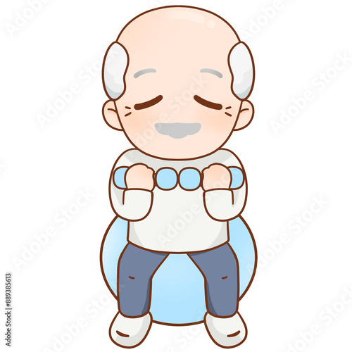 Wallpaper Mural Senior older man doing workout illustration hand drawn painting Torontodigital.ca