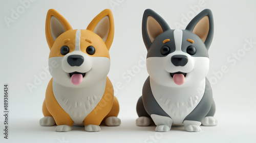 3D render Corgi Welsh dog, full body,  3D, isolated white background, copy space.cute  photo