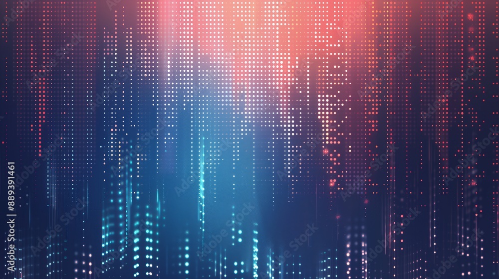 Blue and red digital background with gradient dots in dark blue, white and light gray. Blue and red digital background with gradient dots in dark blue, white and light gray.