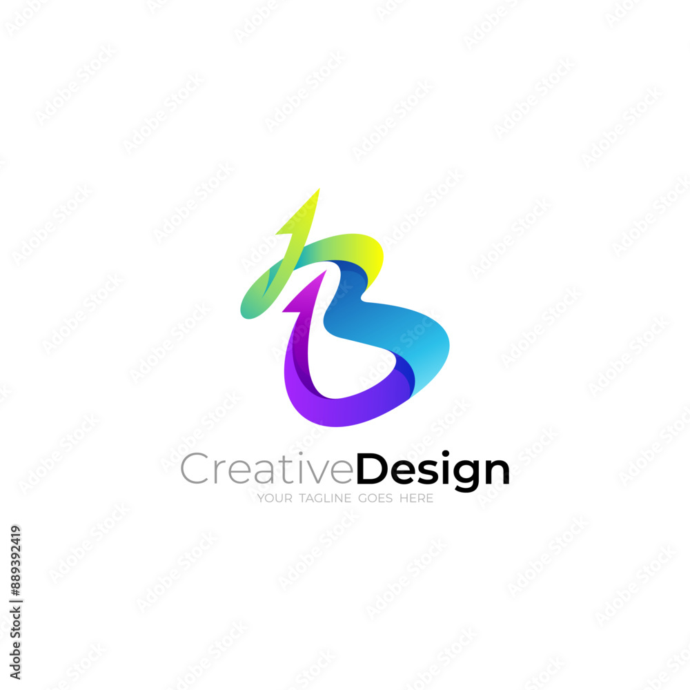 Arrow logo and letter B design combination, 3d style design Arrow logo and letter B design combination, 3d style design