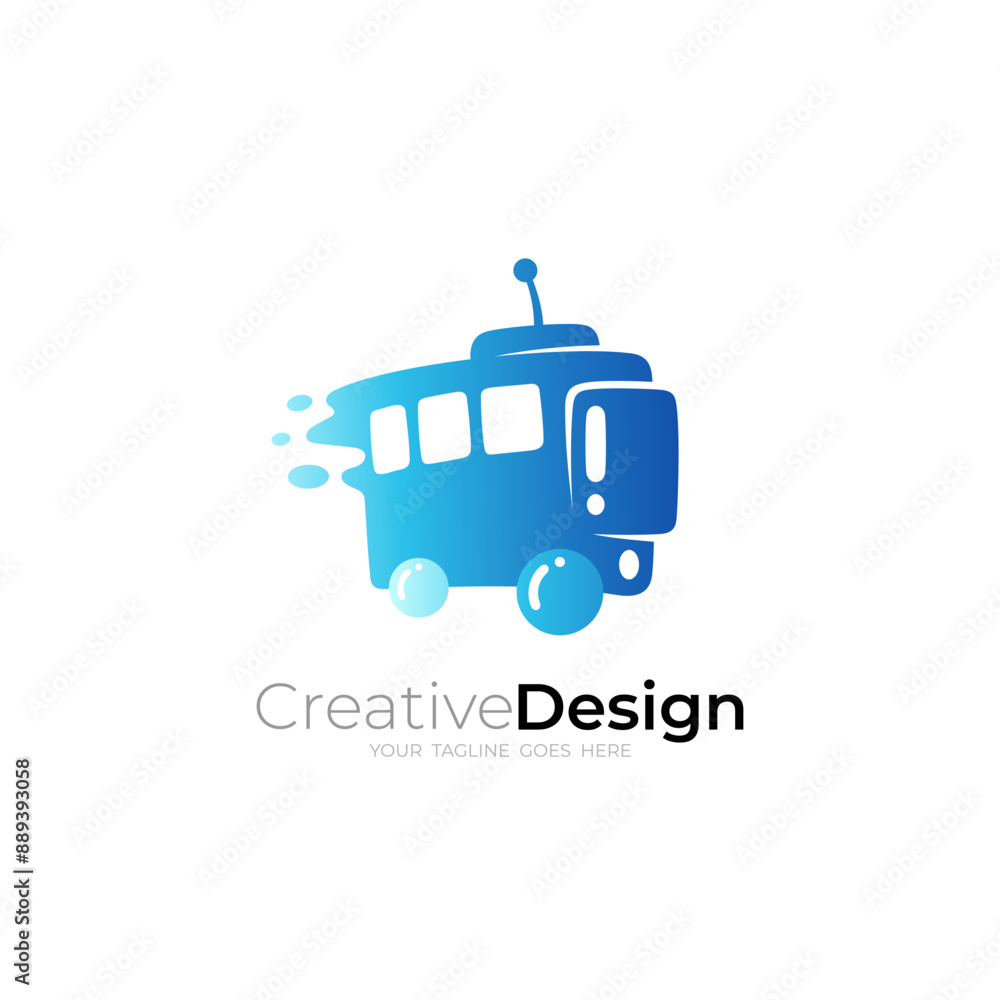 Bus icon as a means of transportation, blue color Bus icon as a means of transportation, blue color